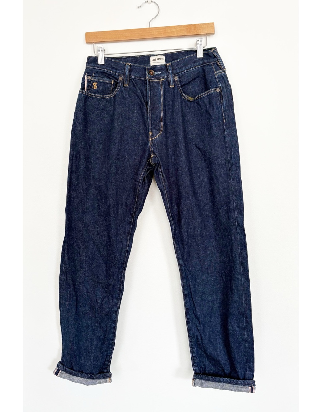 Todd Snyder || Slim Selvedge Jean in Rinse Wash Indigo Dark Blue 30x30